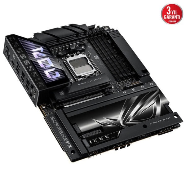Yüksek performanslı gaming anakart, RGB ışıklandırmalı ASUS ROG X870E BTX model, gelişmiş soğutma ve yüksek hızda veri aktarımı özellikleriyle oyun tutkunları için ideal.