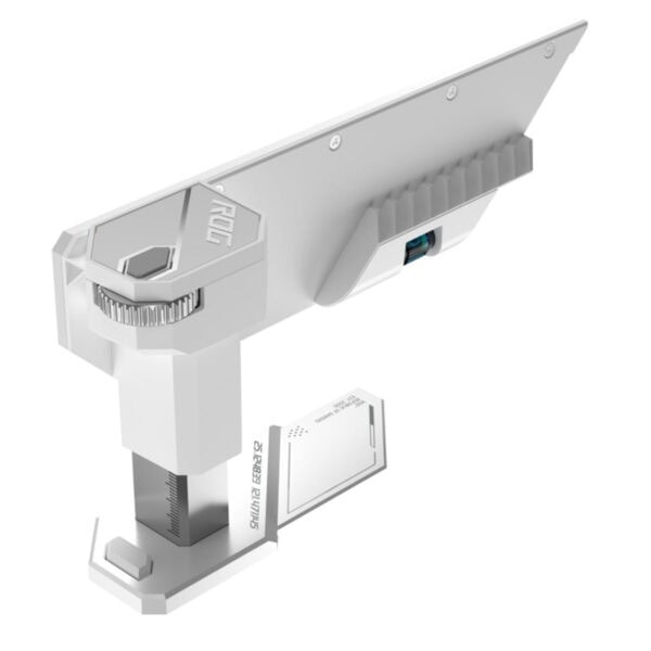 Yüzeyden görünümde ROG oyun klavyesi ve hareketli tuşlar, beyaz renkli, modern tasarım ile oyun ve teknoloji severler için ideal VR ve oyun aksesuarları.