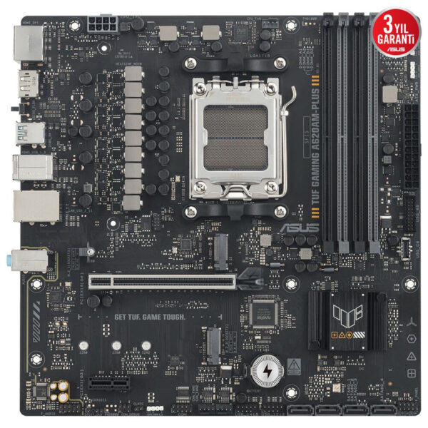 Intel LGA 1200 soketli anakart, yüksek performanslı oyunlar ve güncel işlemciler uyumlu, ASUS markası, DDR4 RAM desteği, çeşitli bağlantı portları ve dayanıklı tasarım ile Gaming A620AM-PLUS III.