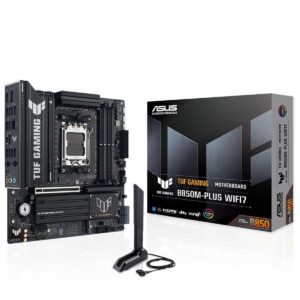 Yüksek kaliteli ASUS B850M-PLUS WiFi anakart ve TUF Gaming serisi ile güçlü oyun deneyimi için uygun donanım, modern anakart özellikleri ve bağlantı seçenekleri içerir.