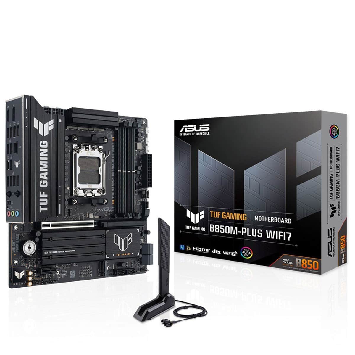 Yüksek kaliteli ASUS B850M-PLUS WiFi anakart ve TUF Gaming serisi ile güçlü oyun deneyimi için uygun donanım, modern anakart özellikleri ve bağlantı seçenekleri içerir.