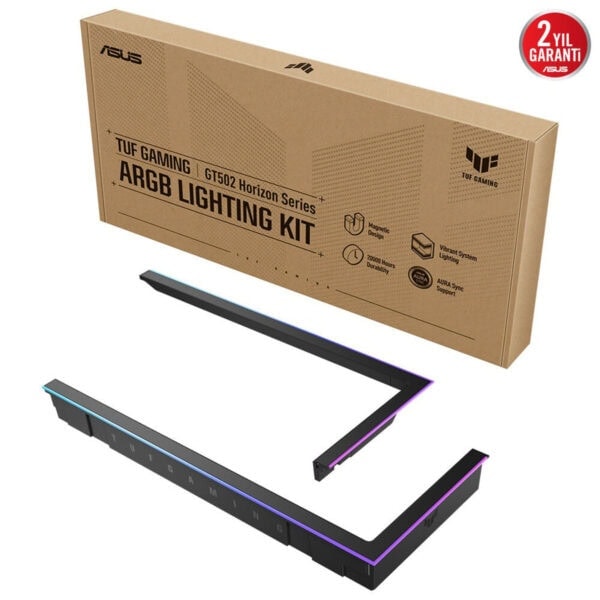 Yüksek kaliteli ASUS TUF Gaming ARGB Aydınlatmalı Kit, Horizon Serisi GT502 destekli, dayanıklı, manyetik tasarım ve canlı aydınlatma özellikleriyle oyun deneyimini artırır.