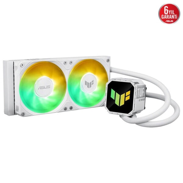 Yüksek performanslı Asus sıvı soğutucu, renkli RGB LED aydınlatma ile gaming ve bilgisayar/kasa soğutma, 6 yıl garanti, şık tasarım.