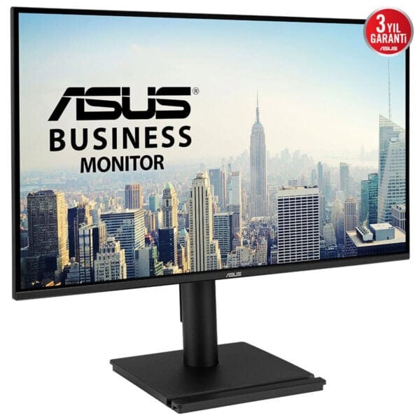Yüksek çözünürlüklü ASUS İş Asistan Monitörü, şehir manzarası ve gelişmiş ekran özellikleriyle iş ve oyun deneyimini artırır. Profesyonel ve günlük kullanımlar için idealdir, 3 yıl garanti içerir.