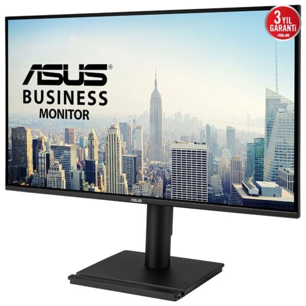Yüksek çözünürlüklü Asus Business Monitör ile şehir manzarası görünümü, gelişmiş ekran teknolojisi ve şık tasarım, profesyonel ve verimli çalışma ortamı sağlar, 0 renk doğruluğu.