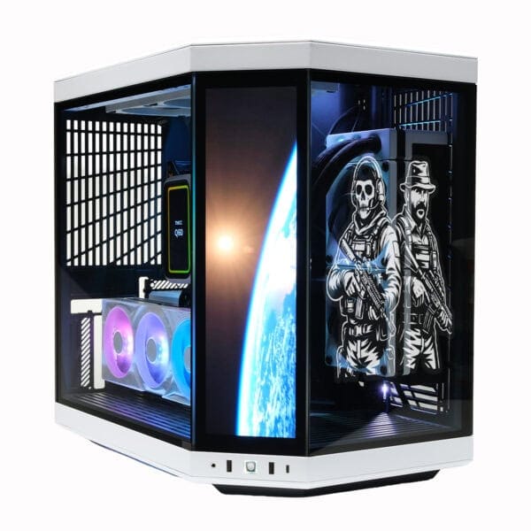 Yüksek performanslı oyuncu monitörleri ve RGB aydınlatmalı PC kasası, gaming topluluğu için ideal oyun deneyimi sağlar. Modern donanım ve şık tasarımıyla öne çıkan gaming PC sistemi.