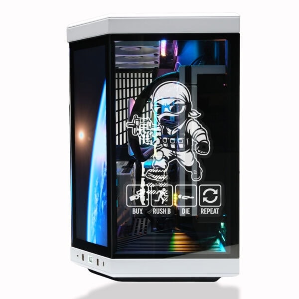 Yüksek performanslı oyun bilgisayarı, RGB aydınlatmalı iç donanım ve şeffaf kasasıyla modern oyun ve e-spor deneyimi için tasarlandı.
