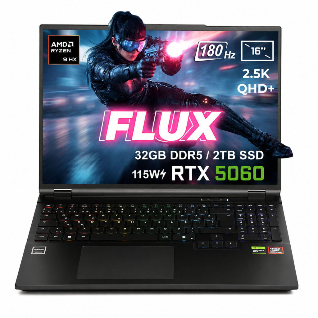 Gameraider Flux Gr16 Amd Ryzen 9 8940hx Geforce Rtx 5060 8gb 115w 32gb Ddr5 2tb Ssd 16 Inç 2.5k Qhd+ 180hz Freedos Gaming Laptop Çanta Hediyeli