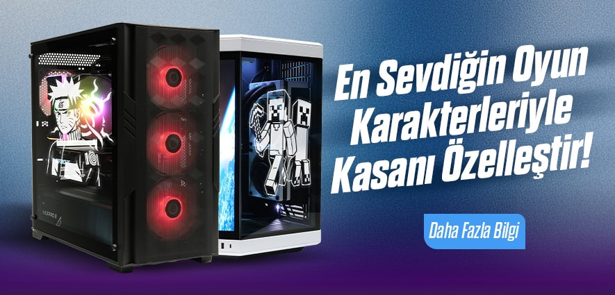 Hızlı ve şık oyun bilgisayarı kasaları, renkli ve kişiselleştirilebilir oyun karakterleri ile güçlü performans sağlar.