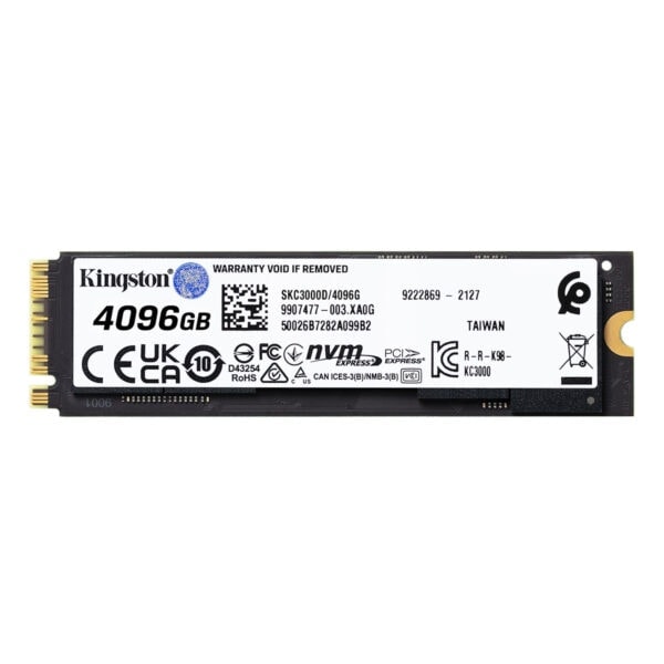 Yüksek kapasiteli Kingston 4096GB SSD, hızlı depolama çözümü ve güvenilir performans, oyun ve profesyonel kullanım için ideal, dayanıklı ve uzun ömürlü SSD sürücü.