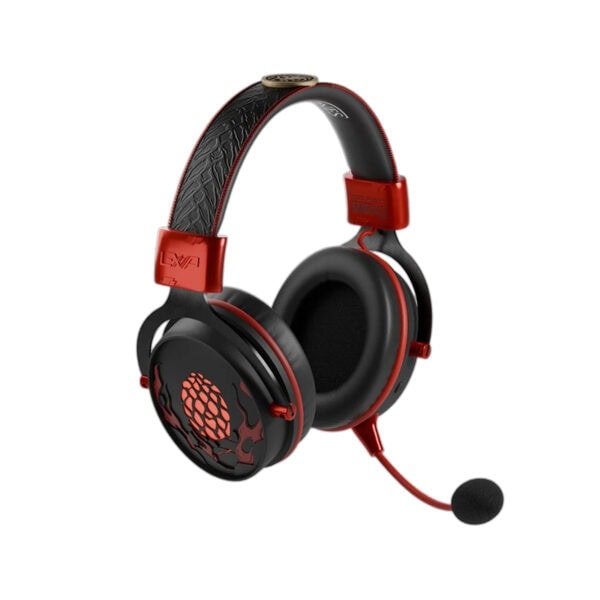 Yüksek kaliteli gaming kulaklık, kırmızı ve siyah renklerle tasarlanmış, üstün ses performansı ve rahat kullanım sağlar. Oyuncular için ergonomik ve dayanıklı tasarım, stüdyo kalitesinde mikrofon ile.