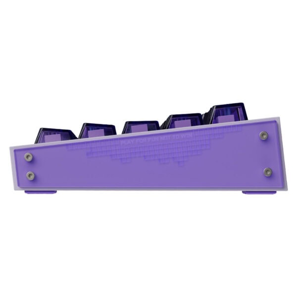 Renkli RGB mekanik oyun klavye kordası, yüksek performanslı ve şık tasarımla oyun deneyimini artırır. Klavyenin alt kısmı görünüm, renk ve ışık efektleriyle dikkat çekicidir.