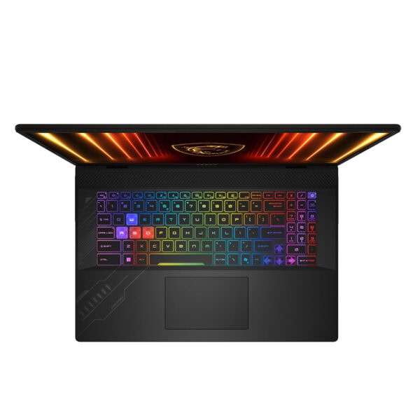 Gökkuşağı renkli RGB klavye ile açık dizili gaming laptop, yüksek performans ve görsel efektler için tasarlanmış. Kaliteli malzeme ve çeşitli bağlantı seçenekleriyle oyun deneyimini artırır.
