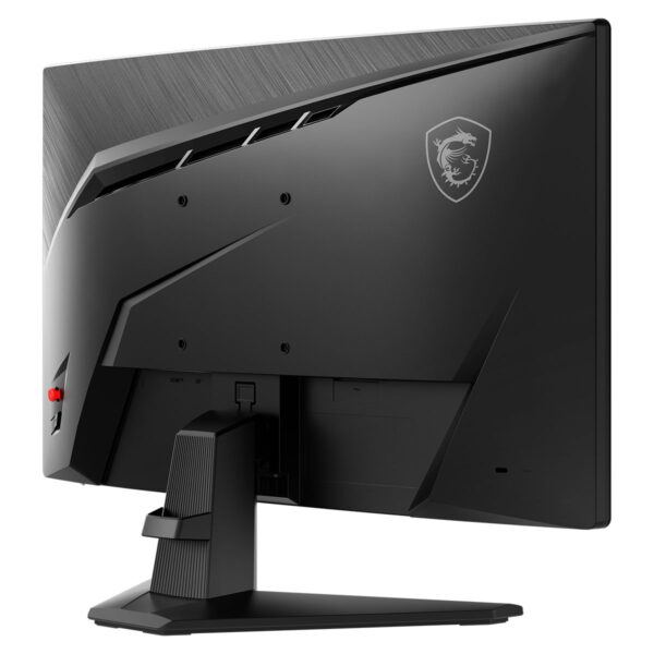 Yüksek performanslı oyun bilgisayarı arka görünüm, MSI logosu, HDMI çıkışı ve şık tasarım detaylarıyla, oyun tutkunları için güçlü ve dayanıklı gaming monitörü.