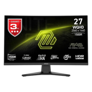 Yüksek çözünürlüklü MSI oyun monitörü, 2560x1440 kavramsal ekran ve 180Hz yenileme hızıyla profesyonel oyun performansı sağlar. HDRReady, Curved ve Rapid VA teknolojileri ile üstün görüntü kalitesi sunar.