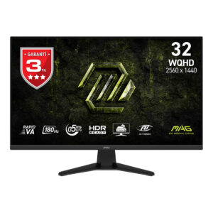 Yüksek çözünürlüklü MSI oyun monitörü, 2560x1440 WQHD ekran ve 32 inç ekran boyutu ile profesyonel gaming performansı sağlar.