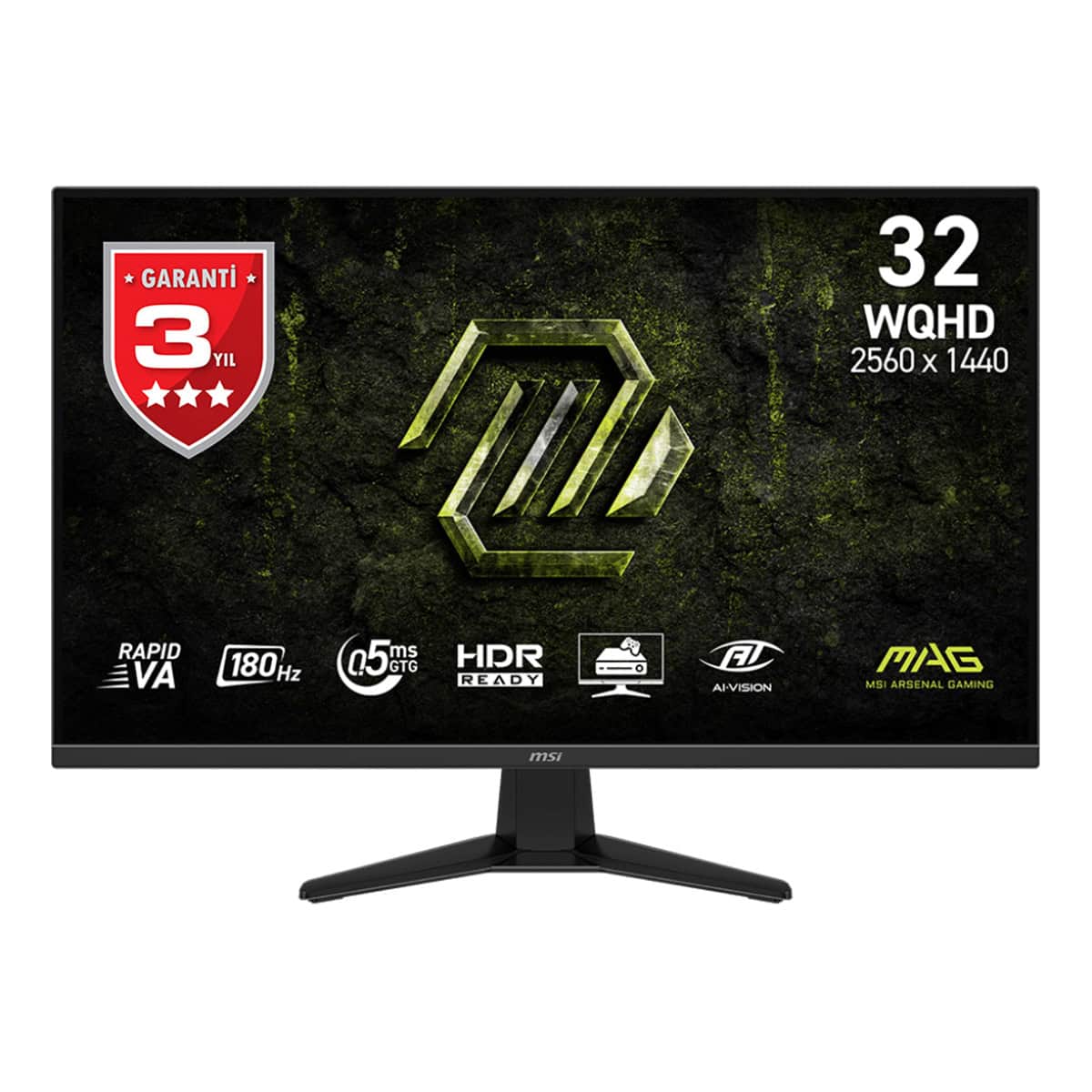 Yüksek çözünürlüklü MSI oyun monitörü, 2560x1440 WQHD ekran ve 32 inç ekran boyutu ile profesyonel gaming performansı sağlar.