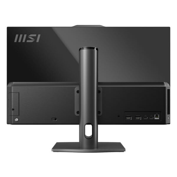Yüksek performanslı MSI oyun monitörü arka görünüm, 4K çözünürlük ve yüksek yenileme hızı ile oyun ve grafik tasarım için ideal, modern tasarımı ve bağlantı seçenekleriyle öne çıkıyor.