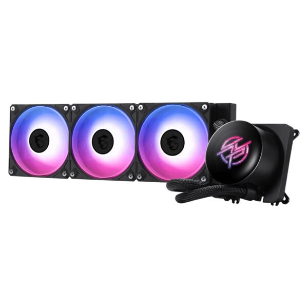 Güçlü RGB aydınlatmalı bilgisayar soğutucu ve fan seti, CPU sıvı soğutma sistemi, gaming ve performans odaklı yüksek kaliteli donanım için ideal.
