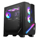 Yüksek performanslı gaming masaüstü bilgisayar, RGB aydınlatmalı ekran kartı ve soğutucularla donatılmış, modern ve şık tasarım, oyun tutkunları için ideal.