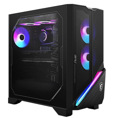 Yüksek performanslı oyuncu bilgisayarı kasası RGB aydınlatmalı soğutucu fanlar ve şık tasarım.