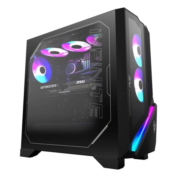 Yüksek performanslı oyun bilgisayarı, RGB aydınlatmalı kasa ve güçlü ekran kartı ile yüksek grafik performansı sağlar. MSI ve NVIDIA GeForce RTX özellikleriyle üstün oyun deneyimi sunar.