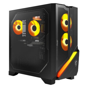 Yüksek performanslı gaming masaüstü bilgisayar, RTX ekran kartı ve RGB aydınlatma ile gelişmiş oyun deneyimi sunuyor. MSI marka kasası ve güçlü donanımıyla öne çıkıyor.