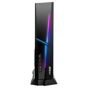 Yüksek performanslı oyun bilgisayarı kasa, VR ve Gaming için uygun, RGB ışıklandırmalı, MSI markalı, gelişmiş soğutma özellikleri ile modern tasarım, güçlü donanım ve hızlı erişim portları.