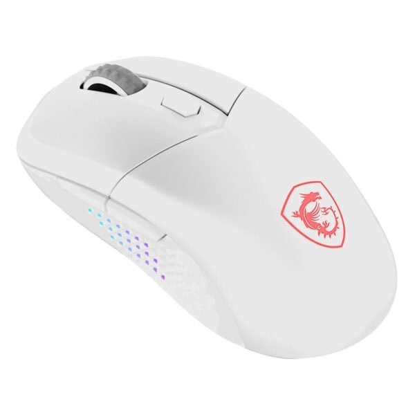 Yüksek performanslı beyaz oyun faresi, RGB ışıklandırmalı, ergonomik tasarım ve özel mikroçip ile profesyonel gaming deneyimi sağlar. MSI logosu ile modern görünüm.