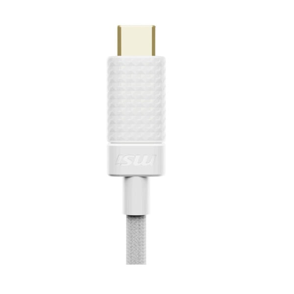 Yüksek kaliteli USB-C şarj kablosu, hızlı ve güvenli şarj için tasarlanmış, dayanıklı yapıya sahip. Beyaz renkli, modern ve şık görünüm ile çeşitli cihazlarla uyum sağlar.