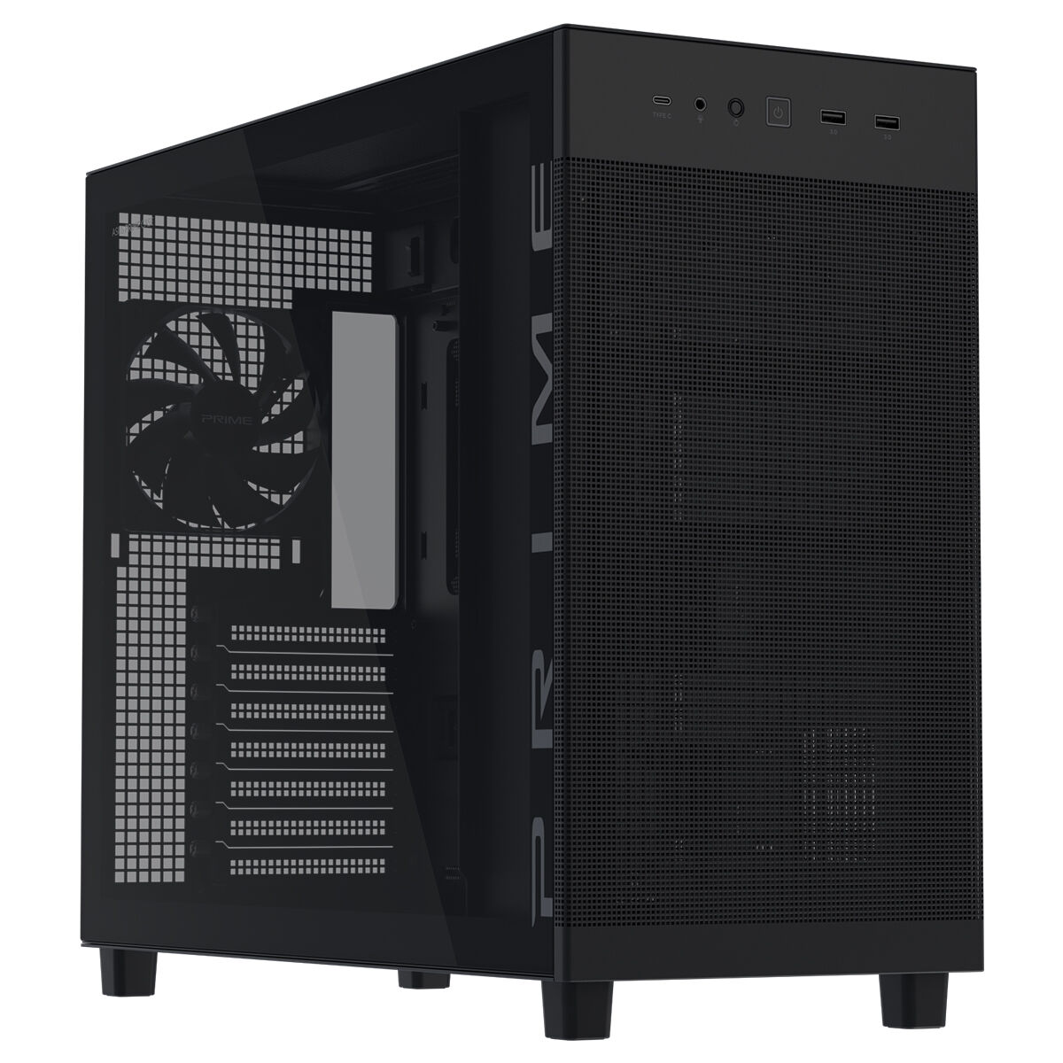 Gelişmiş oyun bilgisayarı kasası, şeffaf panel ve soğutucu fan ile modern tasarım, yüksek performanslı donanım içeriyor.