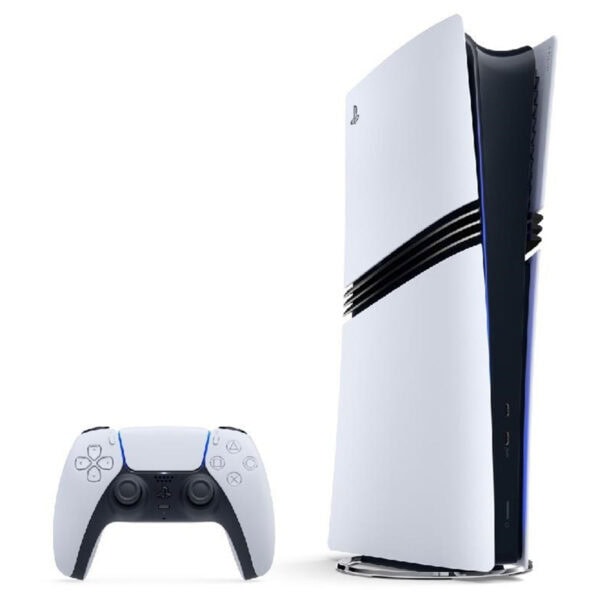 Yüksek kaliteli PlayStation 5 konsolu ve DualSense kablosuz kontrol cihazı, yeni nesil oyun deneyimi için ideal, modern tasarım ve güçlü performans detaylarıyla dikkat çekiyor.