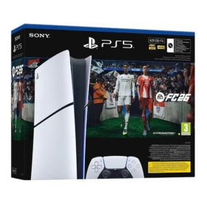 Yüksek kaliteli PlayStation 5 konsol ve oyun kumandası, FIFA 26 futbol oyunu ile beraber, 4K HDR görüntü ve yüksek performans özellikleriyle satışa hazır.
