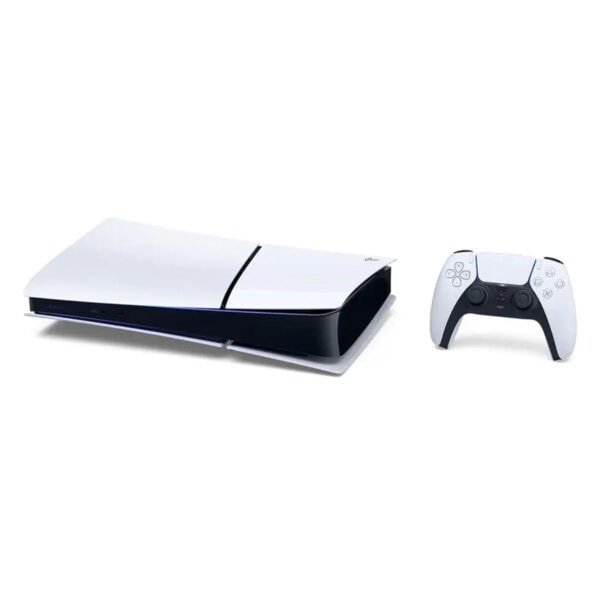 Yüksek çözünürlüklü PlayStation 5 oyun konsolu ve DualSense kablosuz denetleyici, modern ve şık tasarımıyla oyun tutkunlarına hitap ediyor.