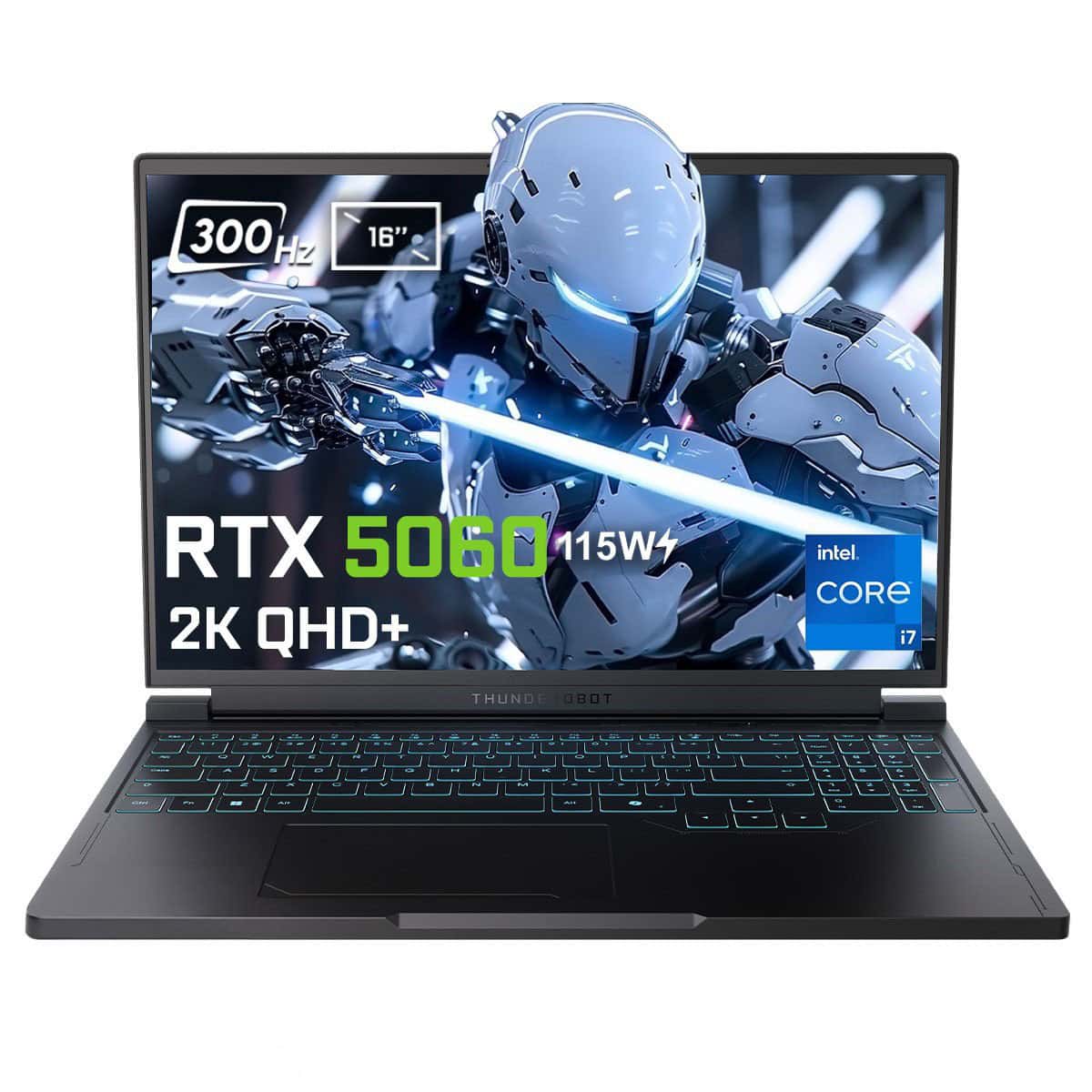 Thunderobot RS16 oyun laptopu, 16 inç 2K QHD+ ekran, RTX 5060 8GB ekran kartı, Intel Core i7-14700HX işlemci, 16GB DDR5 RAM, 1TB SSD, 300Hz yenileme hızı.