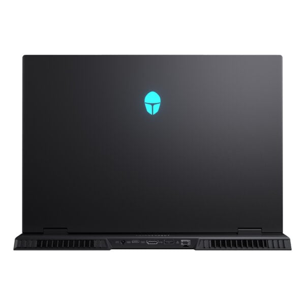 Yüksek performanslı oyun laptopu, siyah renkli, tarzlı tasarımı ve güçlü donanımı ile gamers için ideal, gelişmiş soğutma sistemi ve VR uyumluluğu ile dikkat çekiyor.