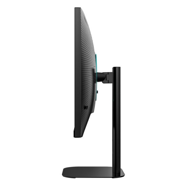 Yüksek çözünürlüklü gaming monitörü yan profil görünümü, modern tasarım ve ergonomik stand ile oyunculara optimize edilmiştir. Oyun tutkunları için yüksek performans ve şık tasarım.