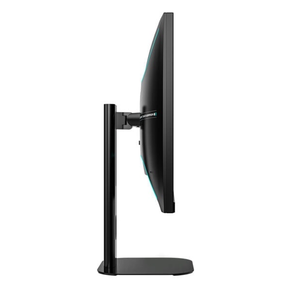 Yüksek çözünürlüklü oyuncu monitörü yan perspektif görüntüsü, ergonomik tasarım ve gelişmiş ekran teknolojisi ile e-spor ve oyun deneyimini artırıyor.