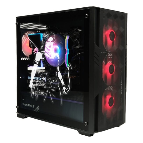 Yüksek performanslı oyun bilgisayarı, RGB aydınlatmalı ekran kartı ve güçlü fanlar ile üstün oyun deneyimi sağlar. Gaming ve e-spor oyuncuları için ideal, modern donanımlı masaüstü bilgisayar.