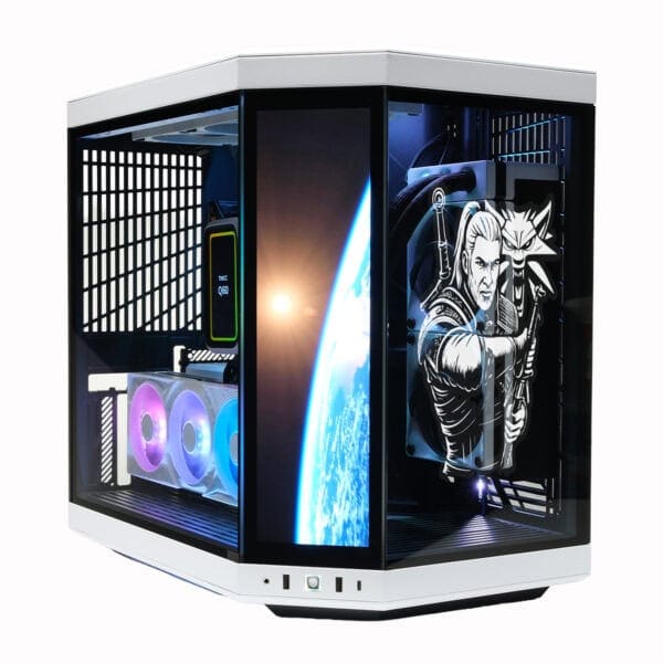 Yüksek performanslı oyun bilgisayarı, şeffaf kasası ve RGB aydınlatmalı fanlarıyla oyun ve grafik tasarım için ideal.