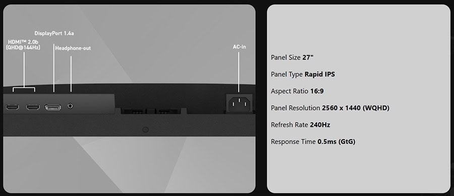 Yüksek çözünürlüklü 27 inç gaming monitör arka plan görüntüsü.