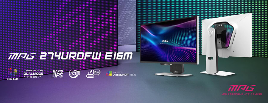 Yüksek performanslı MSI 274YURDFW E16M oyun monitörü, 4K HDR ve hızlı tepki süresi ile en iyi oyun deneyimini sunar, şık tasarımı ve gelişmiş görüntü özellikleriyle dikkat çeker.