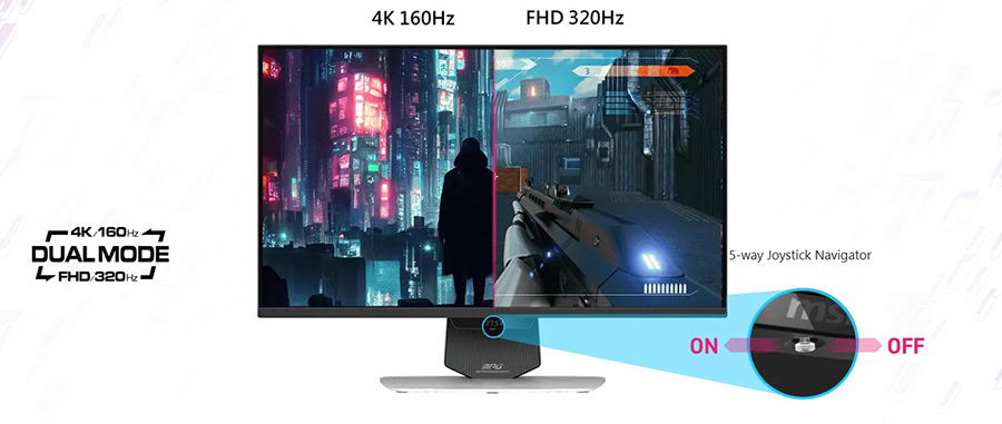 - Yüksek çözünürlüklü oyun monitörü, 4K 160Hz ve FHD 320Hz ile yüksek performans ve akıcı görseller sağlar.