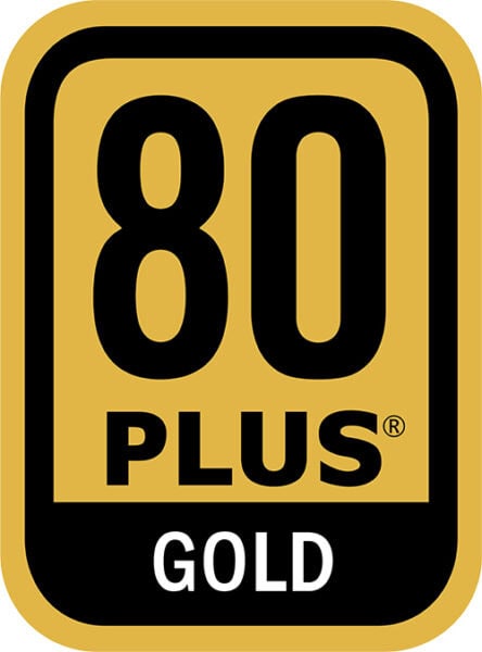 Yüksek kaliteli 80 Plus Gold güç kaynağı etiketi, bilgisayar sistemleri ve oyun bilgisayarları için enerji verimliliği sağlar.