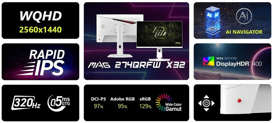 MSI MAG 274QRFW X32 Gaming Monitör H3