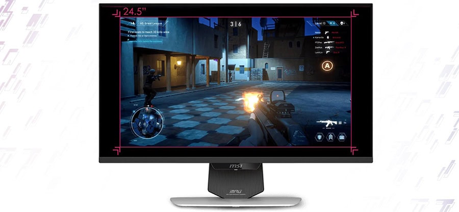 Yüksek performanslı gaming monitörü ekran görüntüsü, FPS oyunu oynarken hızlı tepki süresi ve net görüntü kalitesi, özellikle oyun tutkunları için ideal.
