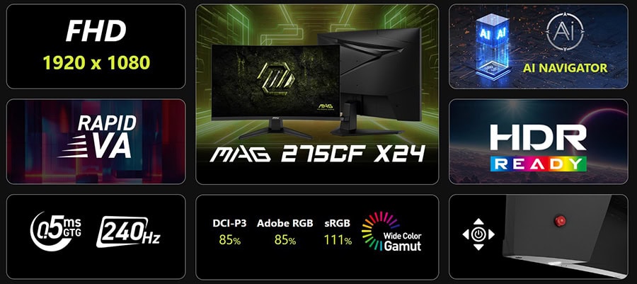 MSI MAG 275CF X24 Gaming Monitör H4