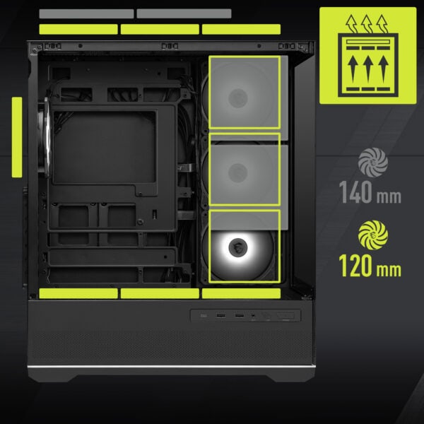 MSI MAG PANO 110R PZ Siyah Gaming Kasa H4