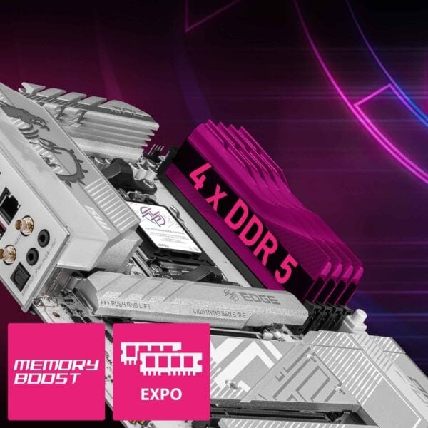 Yüksek performanslı DDR5 RAM bellek modülü, gaming ve overclock için ideal, modern anakartlar ve yüksek hızlı veri aktarımı destekler.