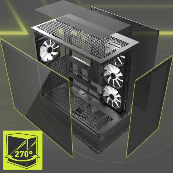 MSI MAG PANO 110R PZ Siyah Gaming Kasa H6